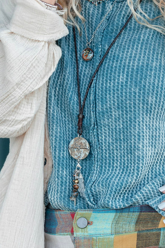 Leather Braided Patina Necklace - SpiritedBoutiques Boho Hippie Boutique Style General, Spirit Lala Zen
