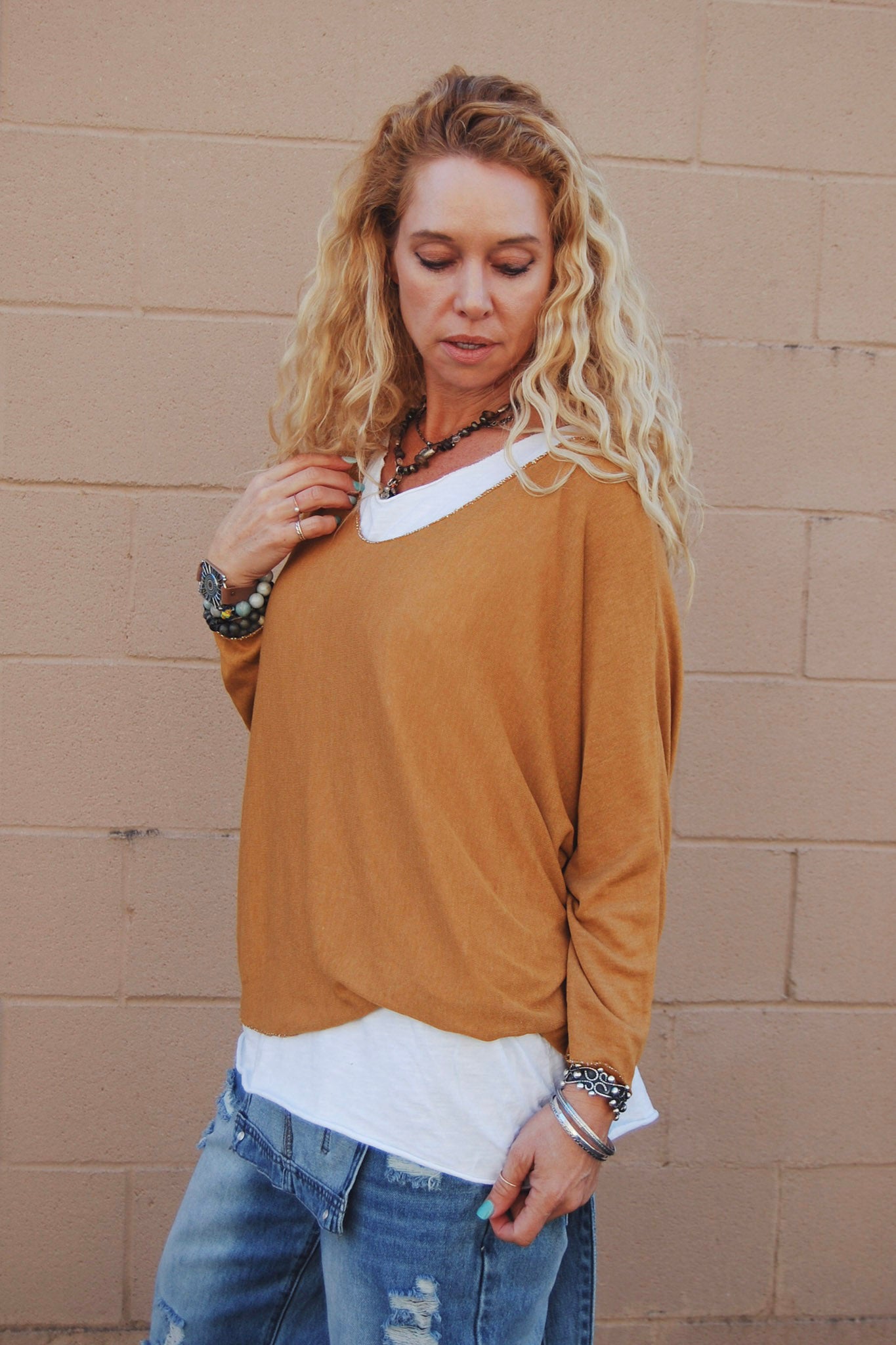 Layered Lounge 2 Piece Top in Mustard