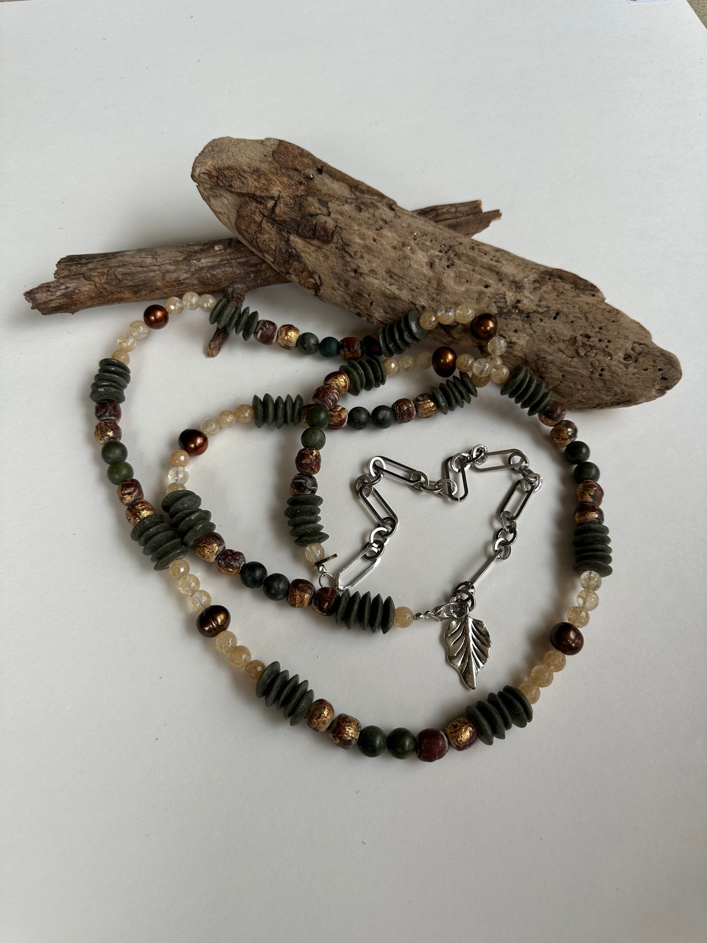 The Geneva Beaded Necklace in Green - SpiritedBoutiques Boho Hippie Boutique Style Necklace, A Rare Bird