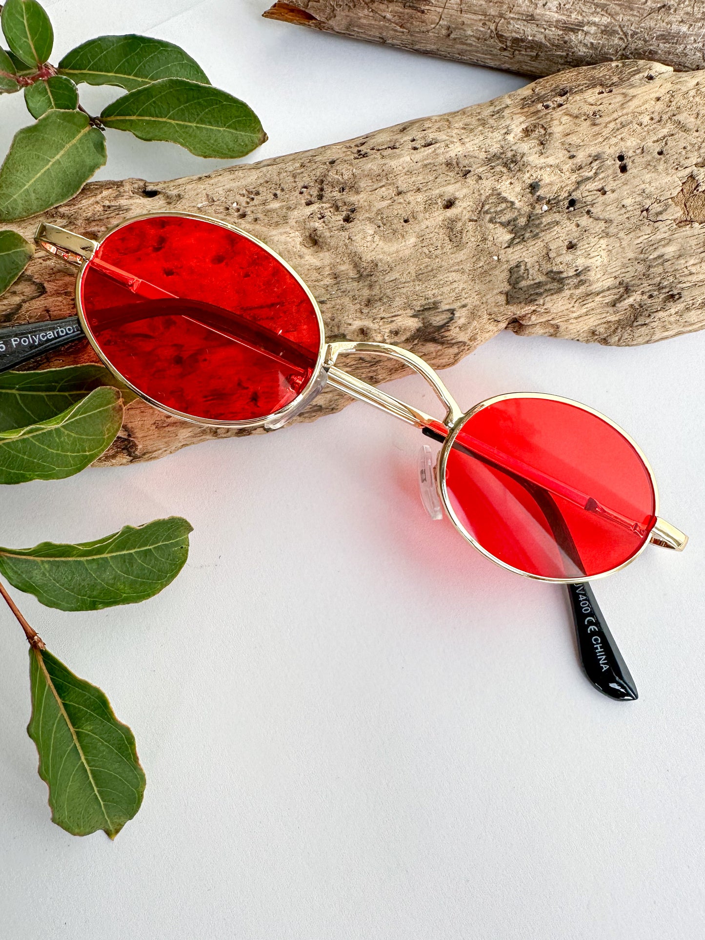 70's Round Sunnies in Red - SpiritedBoutiques Boho Hippie Boutique Style Sunglasses, YooMoo