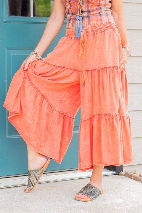 Tammi Tiered Pants in Tomato Red