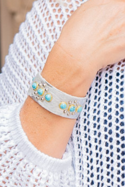 Tiana Turquoise Cuff Bracelet - SpiritedBoutiques Boho Hippie Boutique Style Bracelet, Spirited