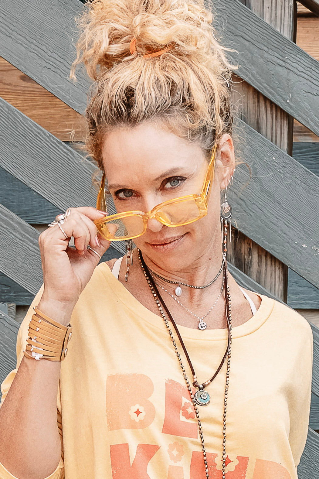 Retro 90's Sunglasses in Yellow - SpiritedBoutiques Boho Hippie Boutique Style Sunglasses, YooMoo