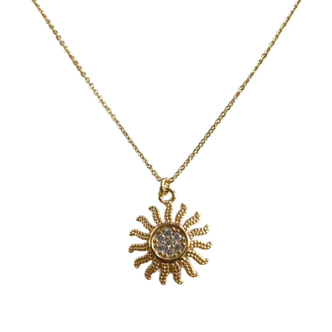 The Sarah Sun Pendant Necklace in Gold - SpiritedBoutiques Boho Hippie Boutique Style Necklace, Modern Opus