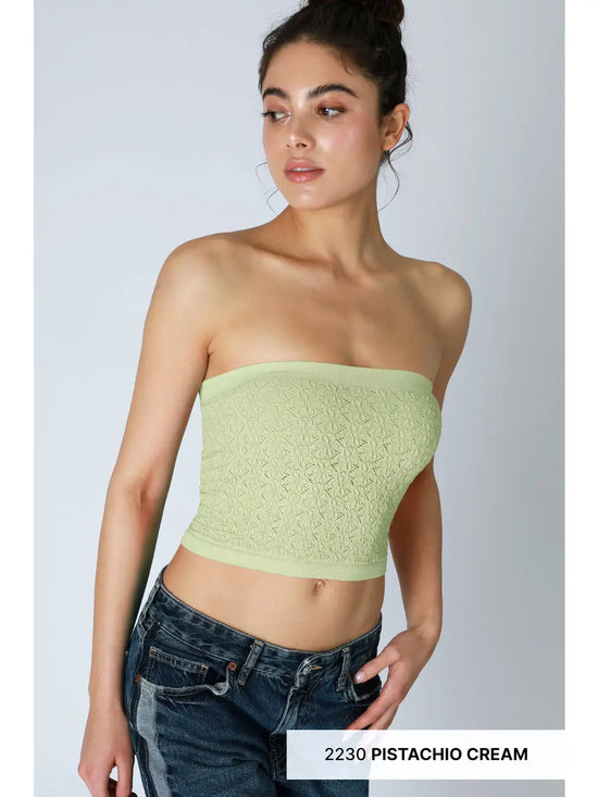 The Odette Tube Top in Pistachio Cream