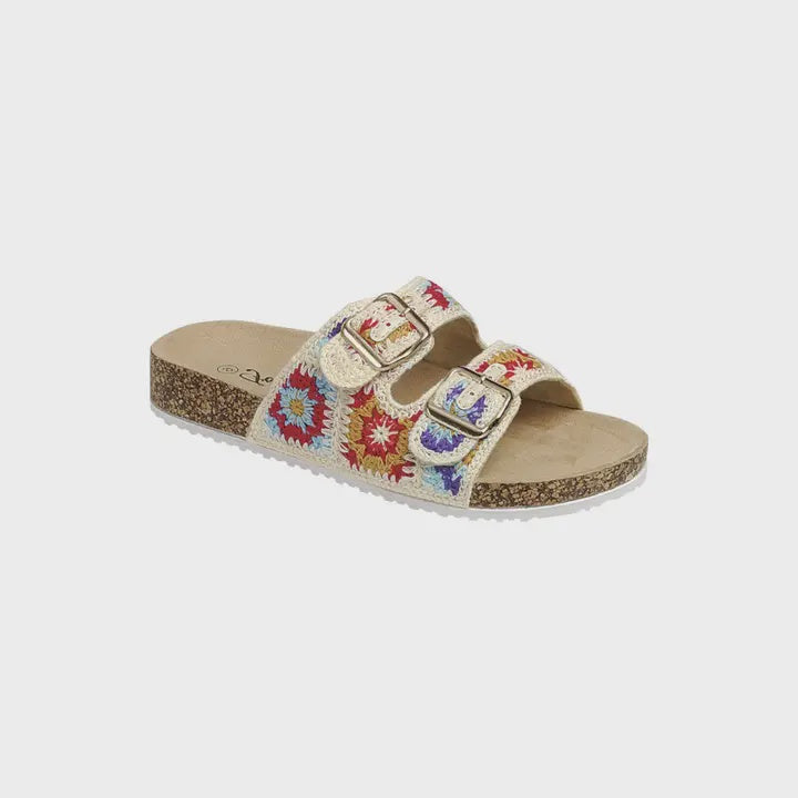 Crochet Sandals in Beige Multi