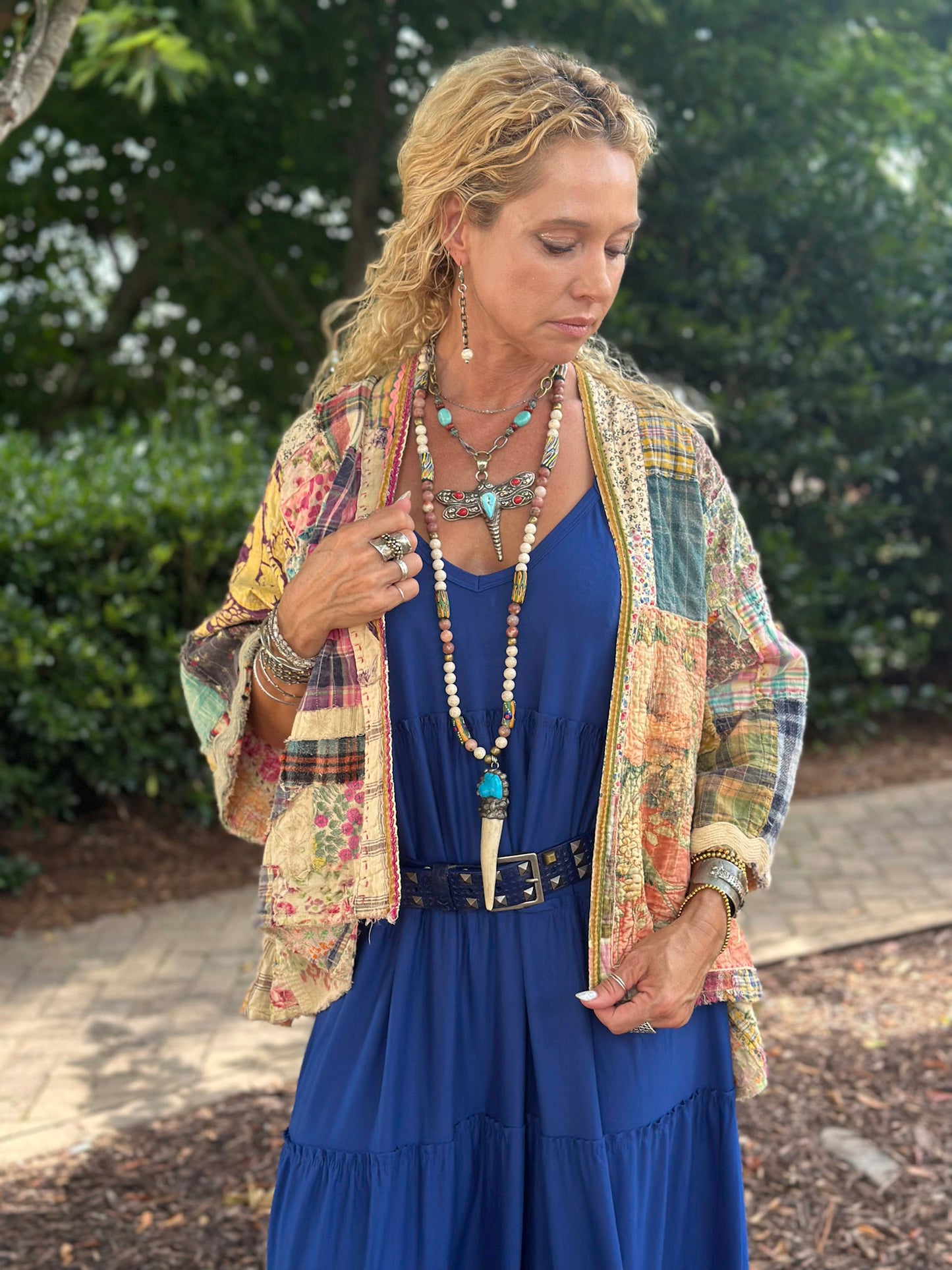 Patchwork Dekker Kimono in Madras Calico