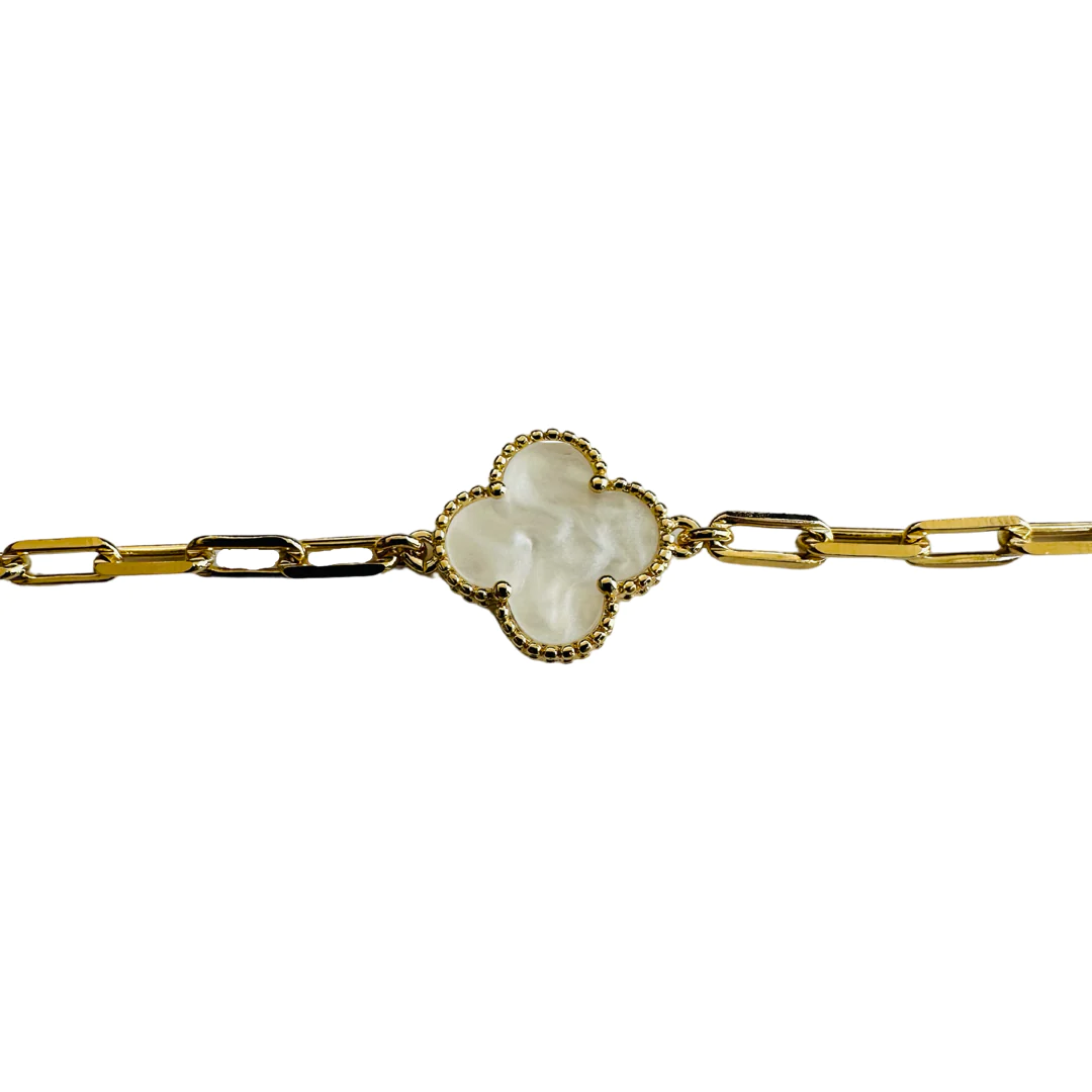 Load image into Gallery viewer, The Callie Clover Link Bracelet in Gold - SpiritedBoutiques Boho Hippie Boutique Style Bracelet, Modern Opus
