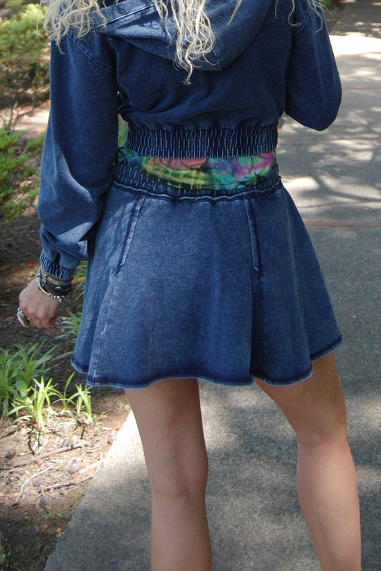 Load image into Gallery viewer, The Miley Mini Skirt in Demin Blue
