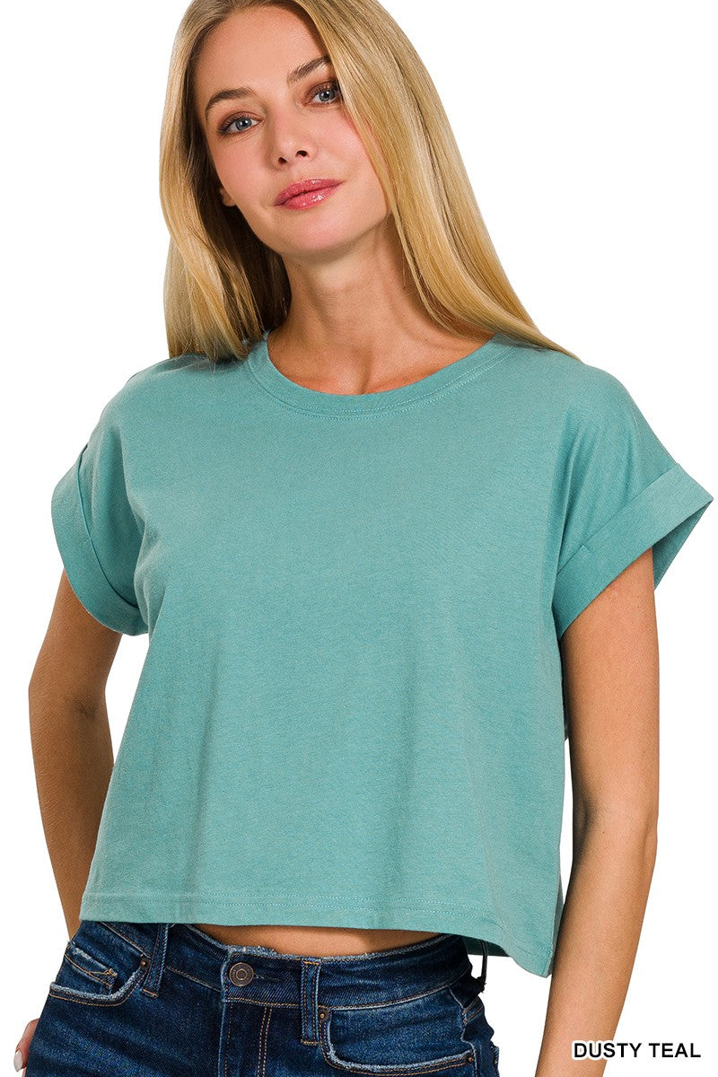 The Lois Cotton Top in Dusty Teal
