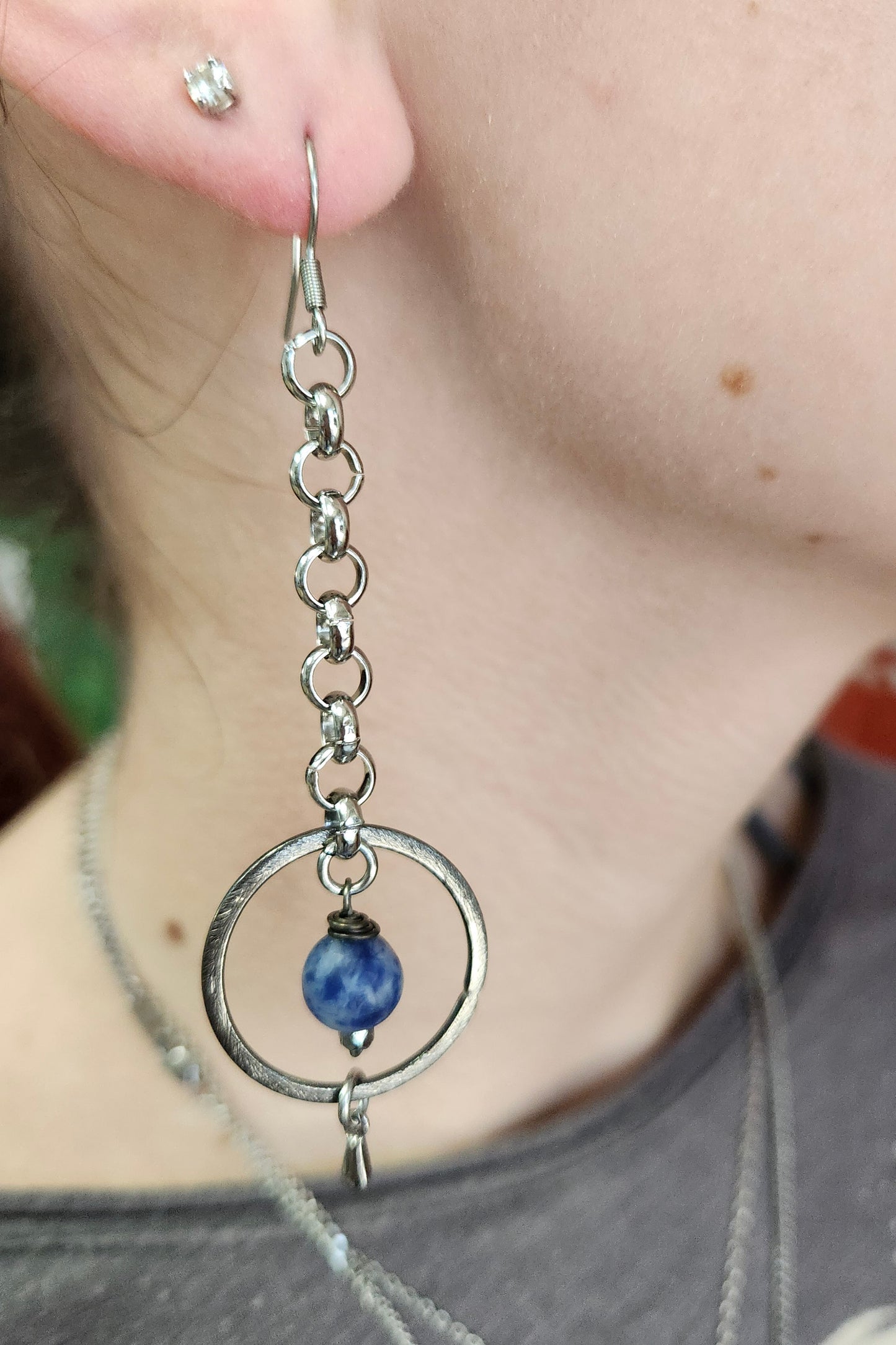 One of a Kind: Navy Circle Drop Earrings