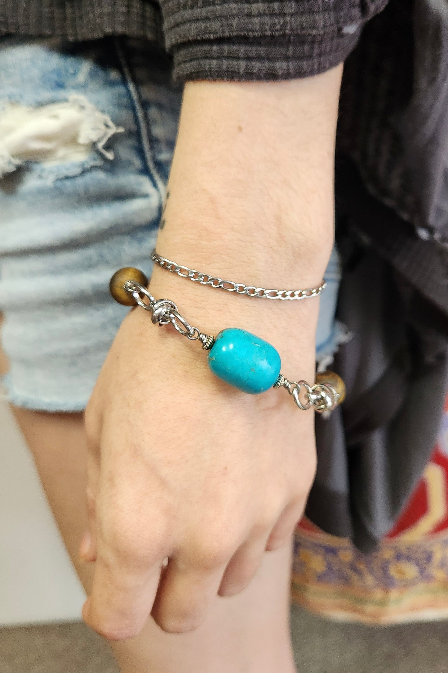 One of a Kind: Triple Turquoise Bracelet