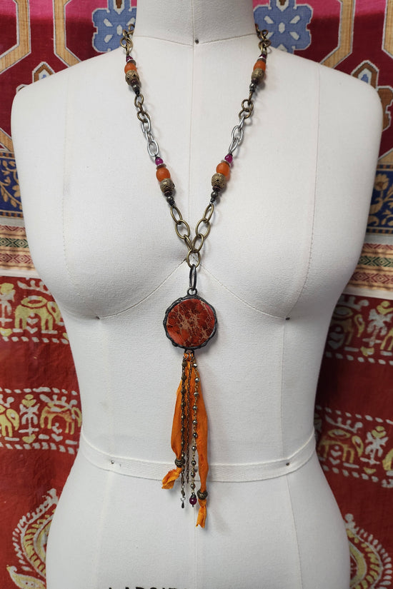 One of a Kind: Red Circle Drop Necklace