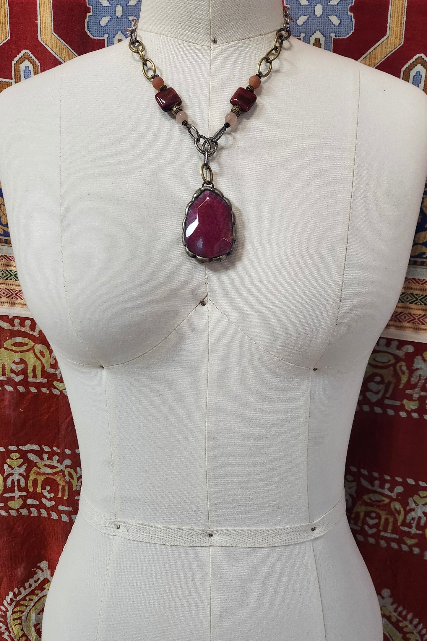 One of a Kind: Soldered Fuchsia Drop Necklace