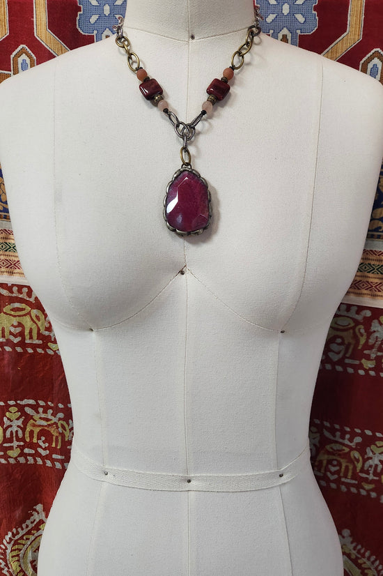 One of a Kind: Soldered Fuchsia Drop Necklace