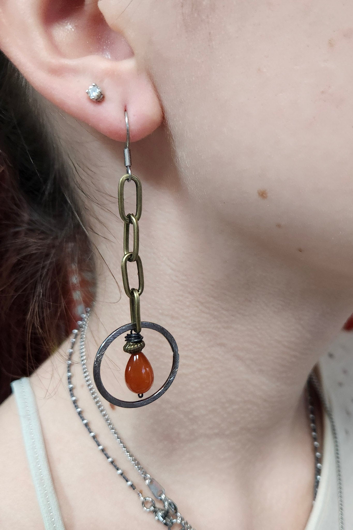 One of a Kind: Fuchsia Chain Drop Earrings