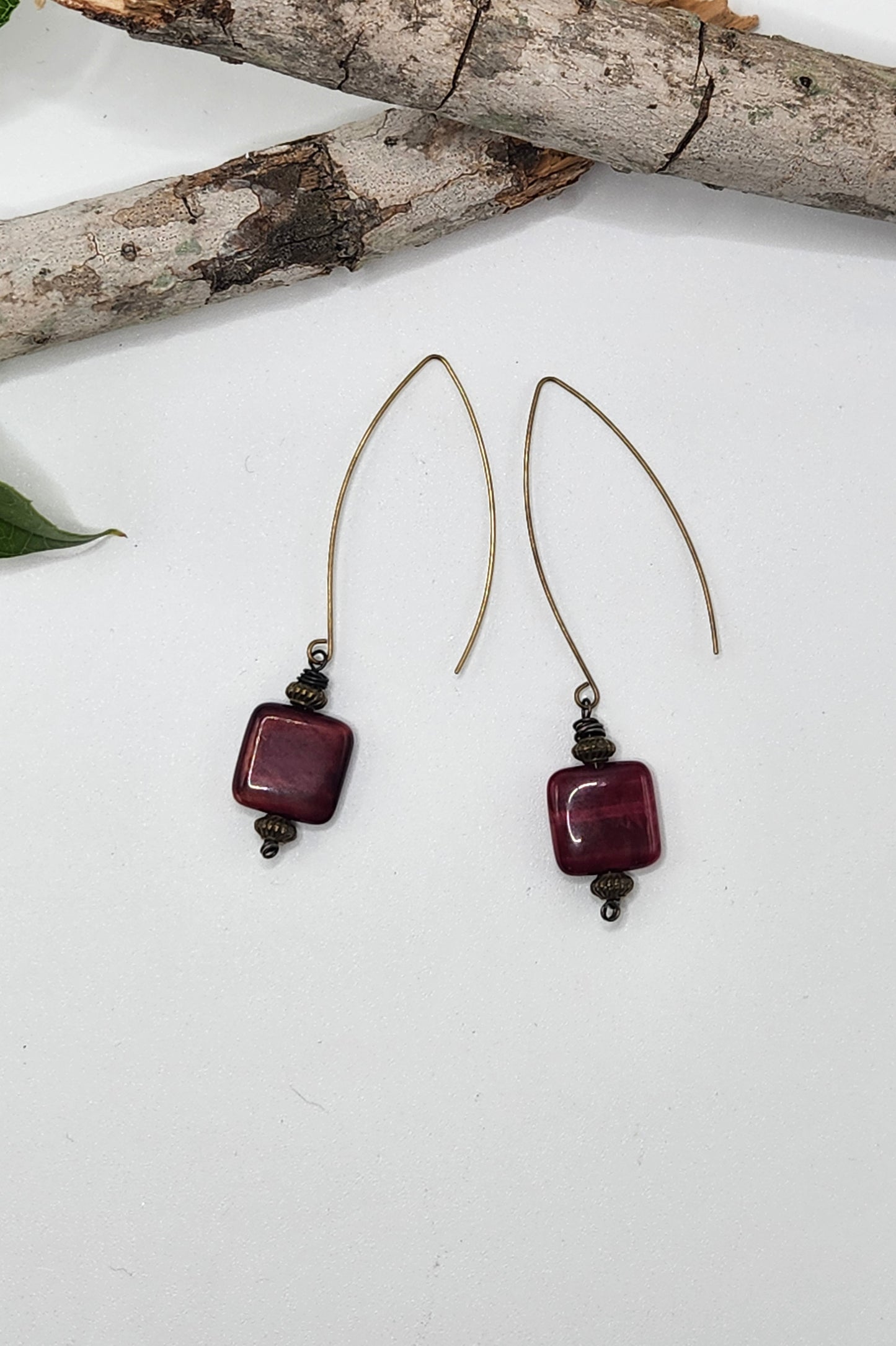 One of a Kind: Square Fuchsia Earrings