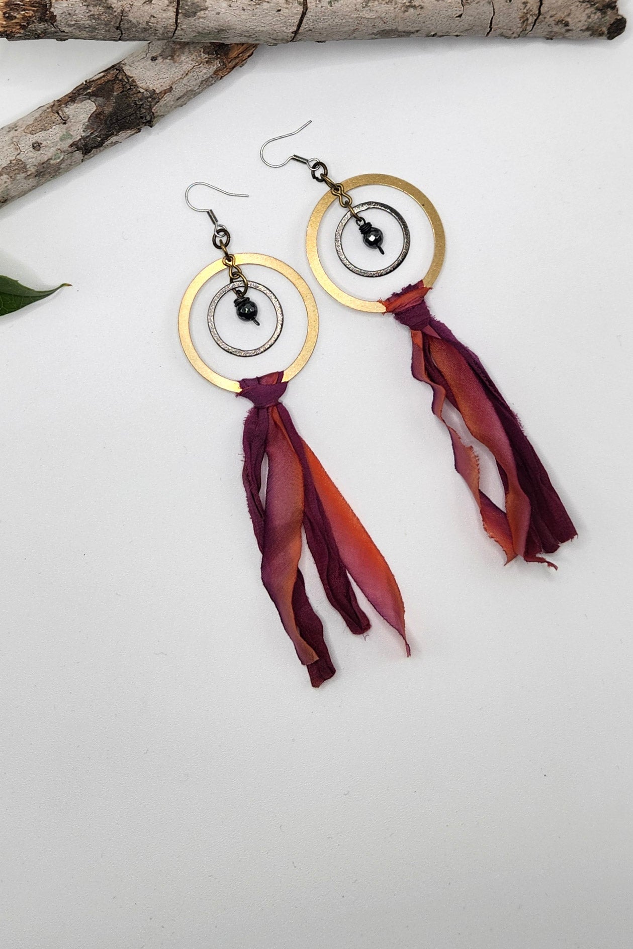 One of a Kind: Double Circle Fabric Earrings