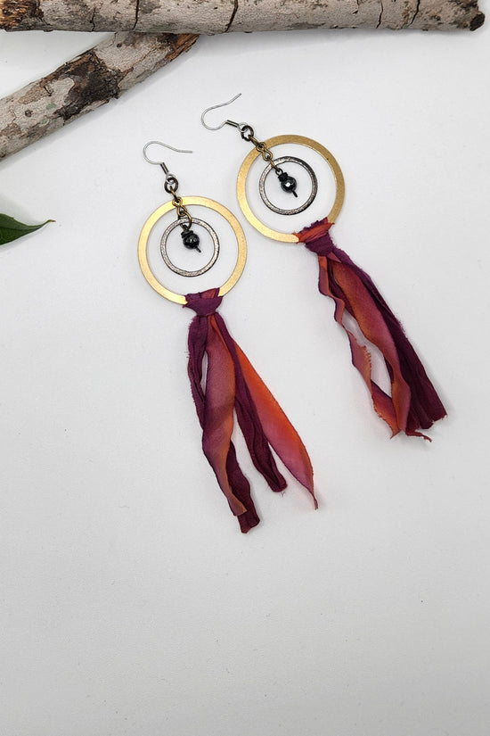 One of a Kind: Double Circle Fabric Earrings