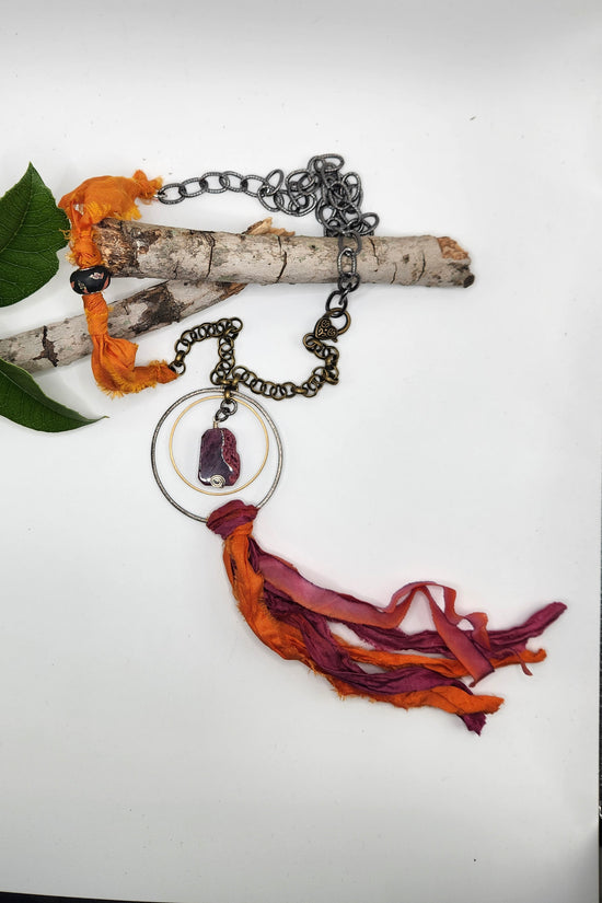 One of a Kind: Fabric Circle Drop Necklace