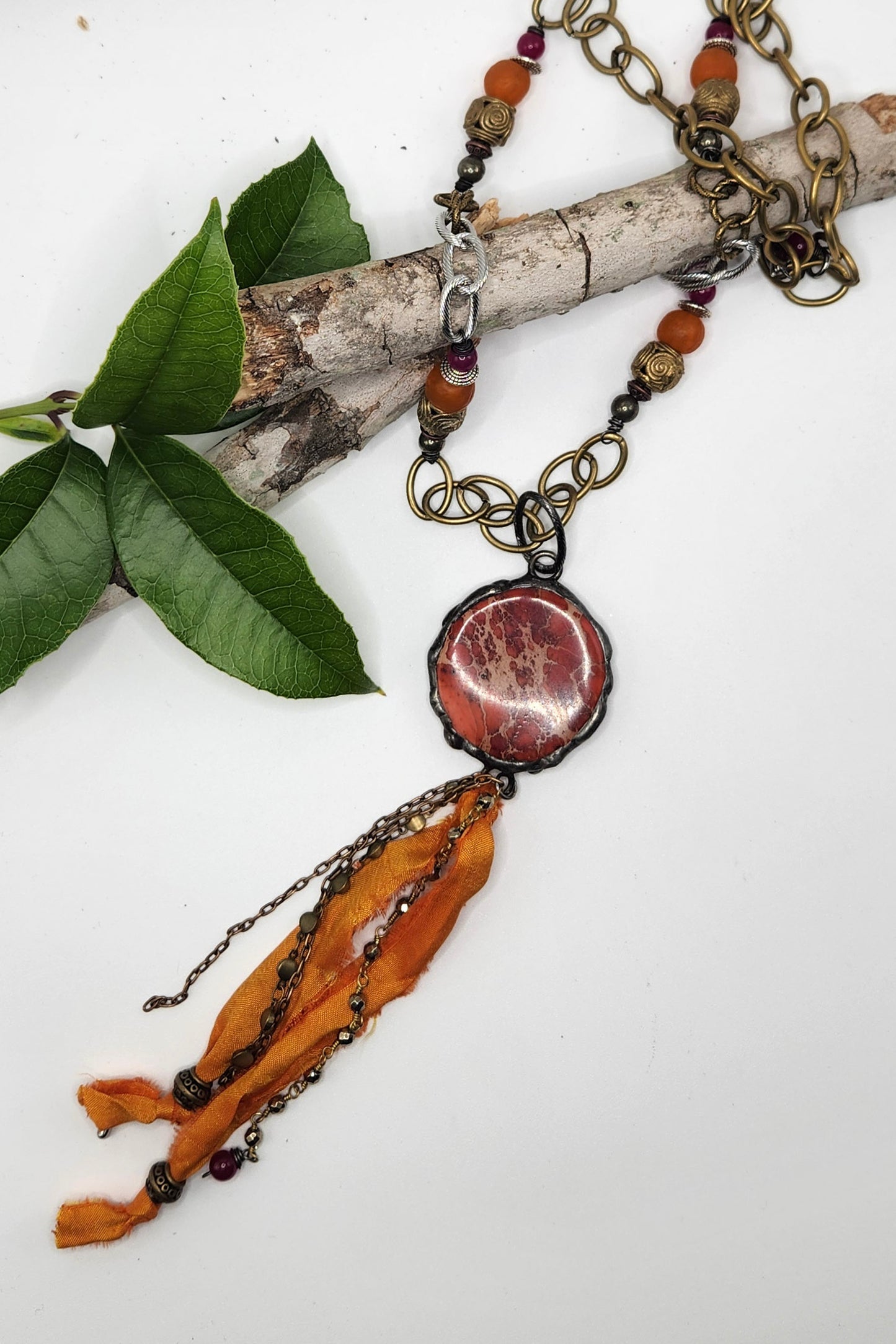 One of a Kind: Red Circle Drop Necklace