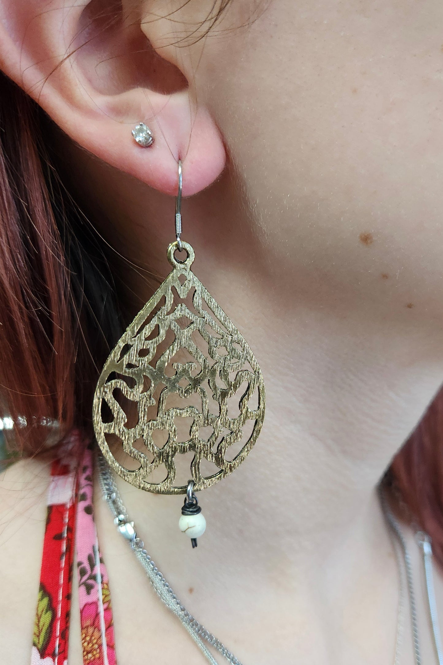 One of a Kind: Abstract Teardrop Brass Earrings