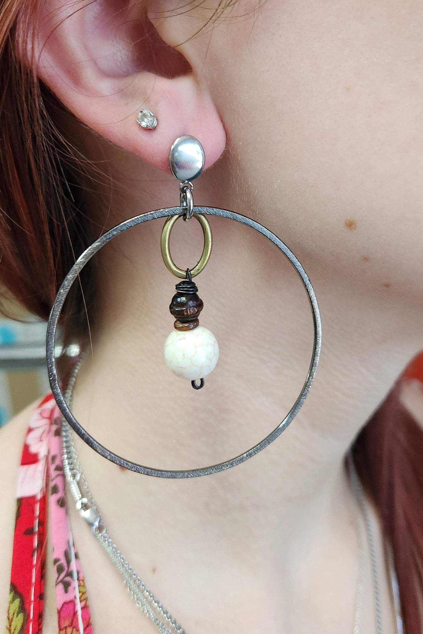 One of a Kind: Howlite Circle Earrings