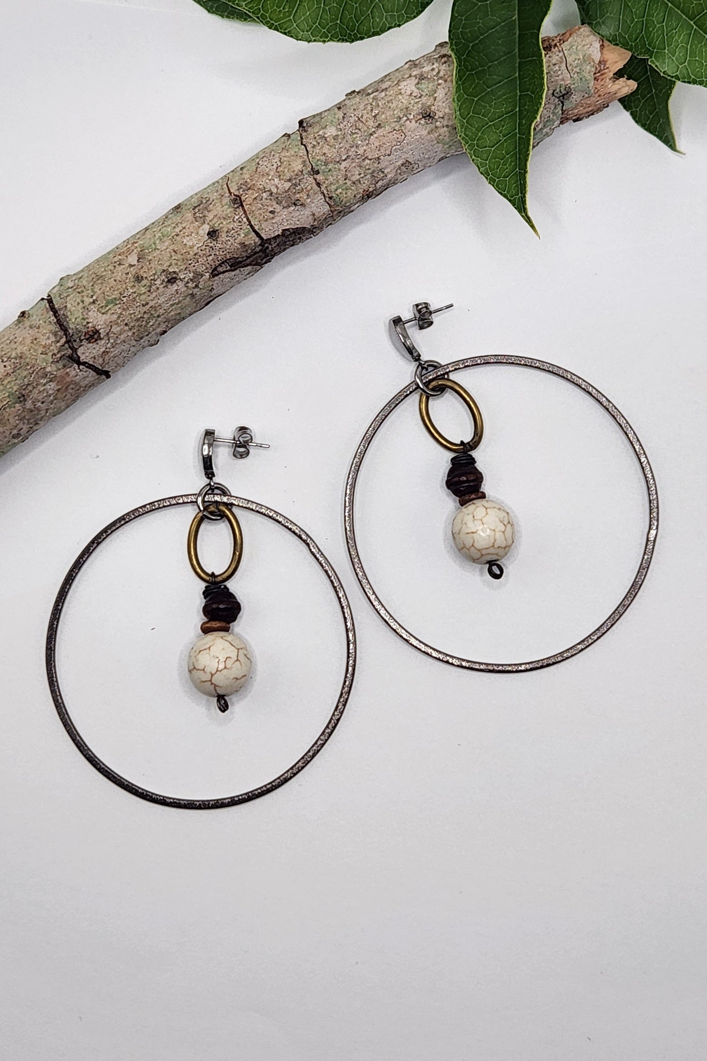 One of a Kind: Howlite Circle Earrings