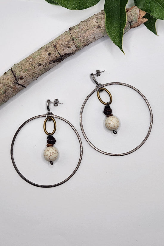 One of a Kind: Howlite Circle Earrings