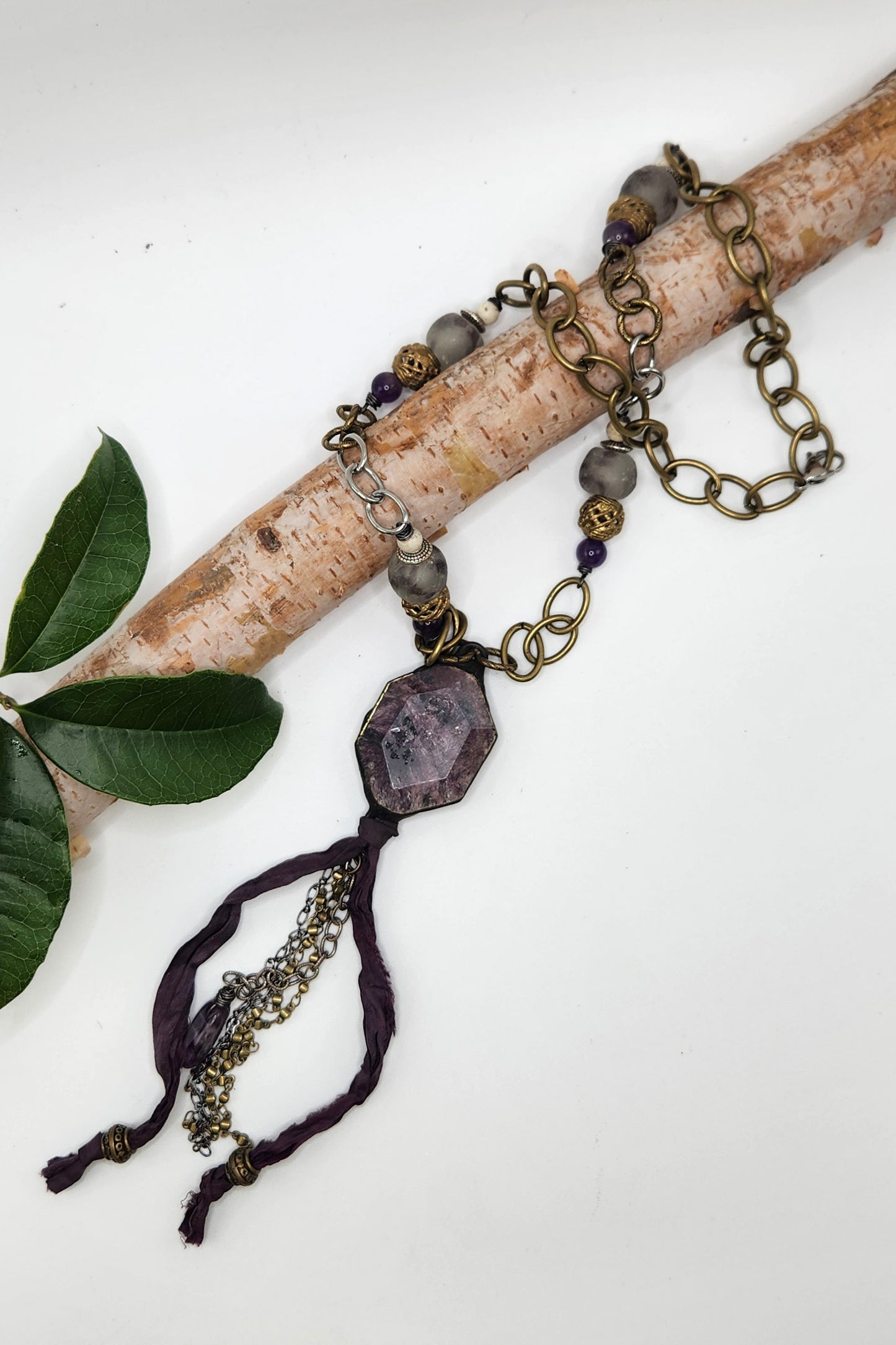 One of a Kind: Indigo Fabric Drop Necklace