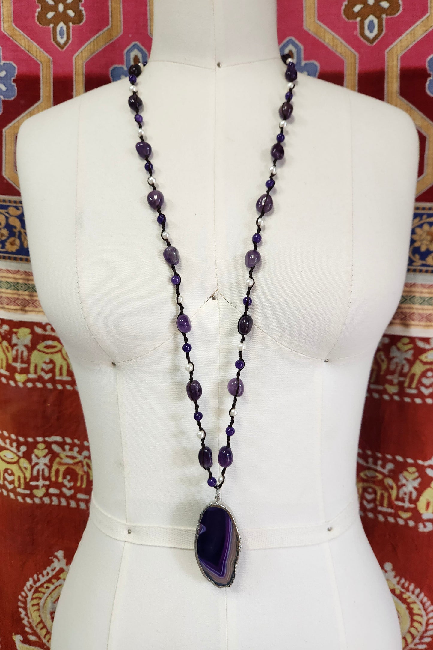 One of a Kind: Pearl and Indigo Drop Necklace