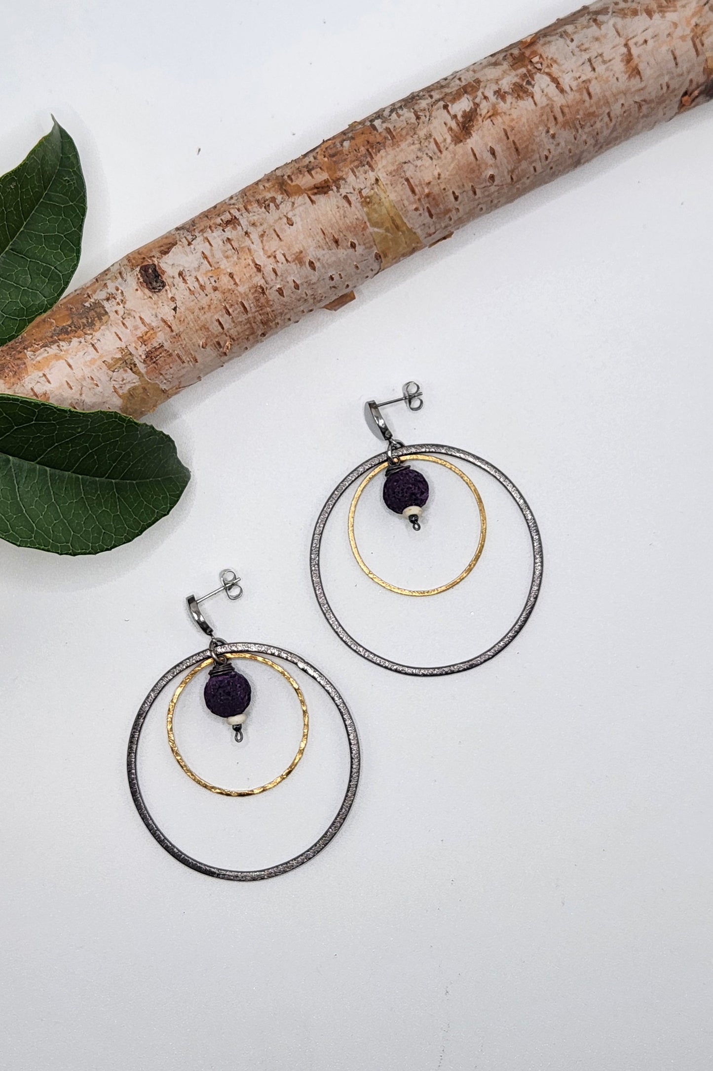 One of a Kind: Indigo Double Hoop Earrings