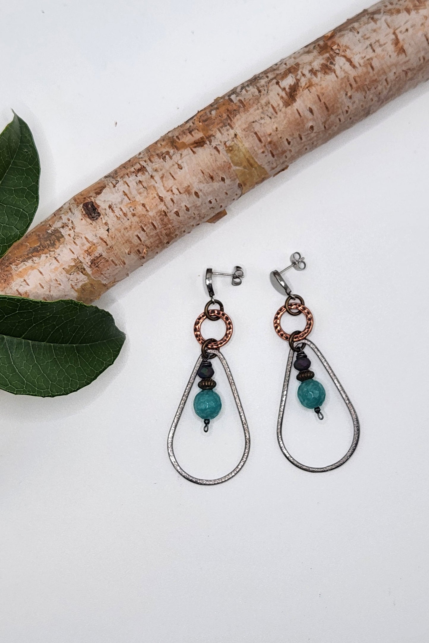 One of a Kind: Teal Tear Drop Earrings