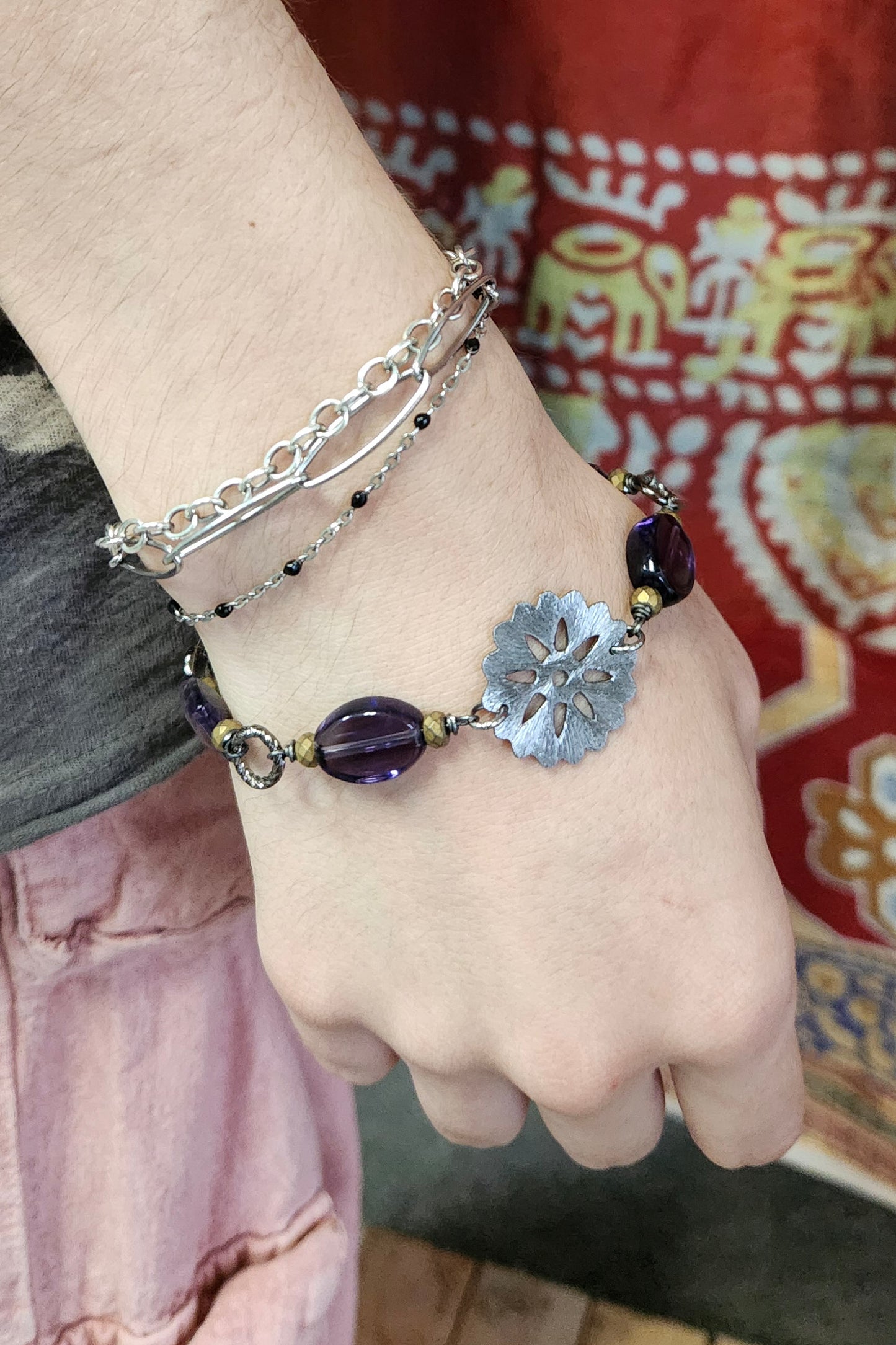 One of a Kind: Indigo Flower Bracelet