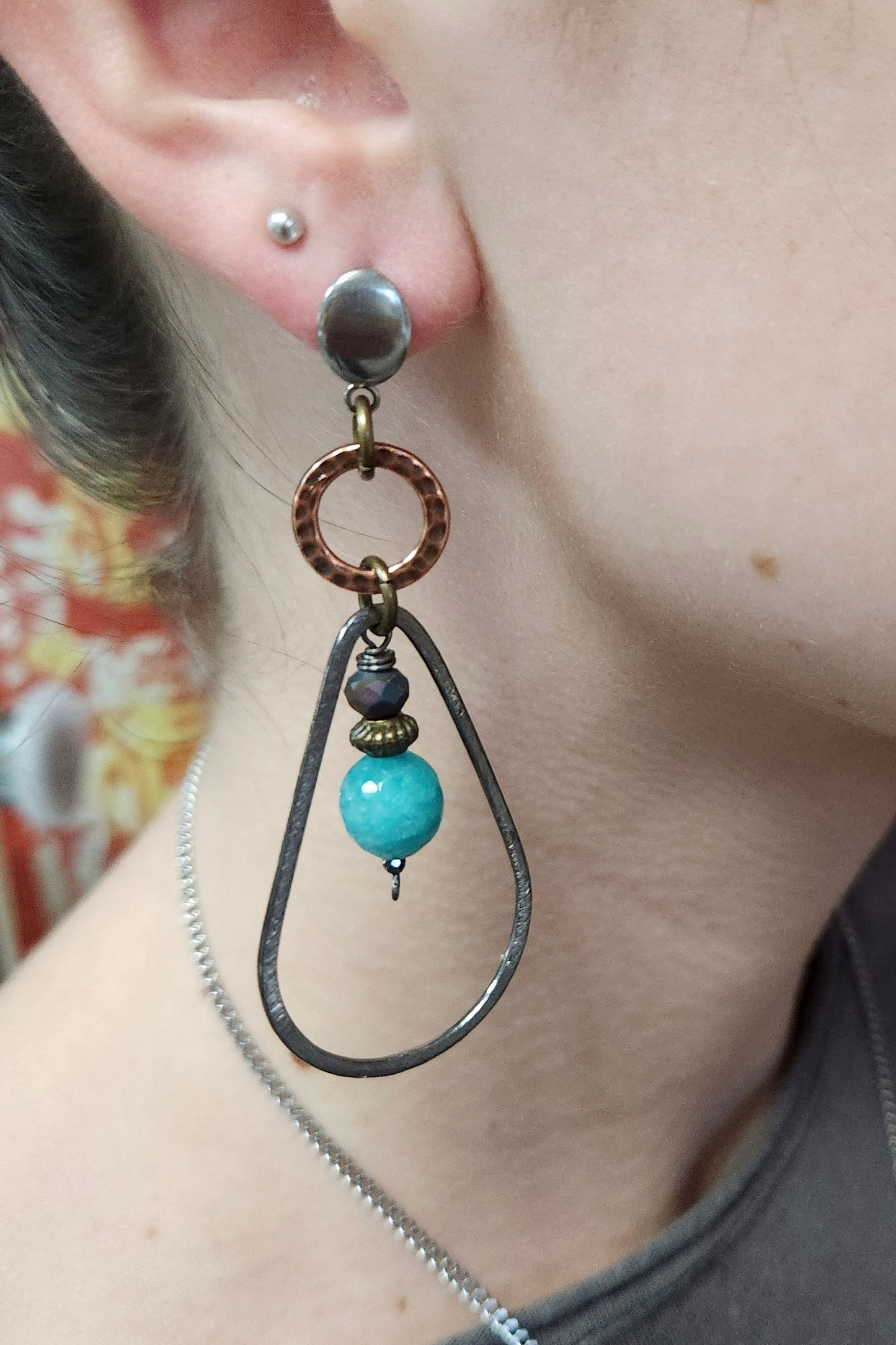 One of a Kind: Teal Tear Drop Earrings