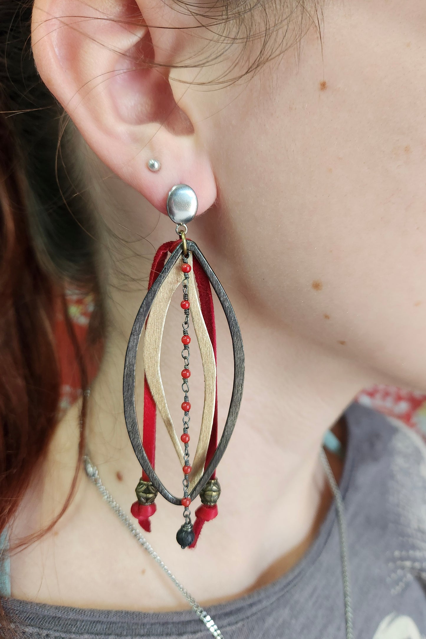 One of a Kind: Fire Leather Statement Earrings
