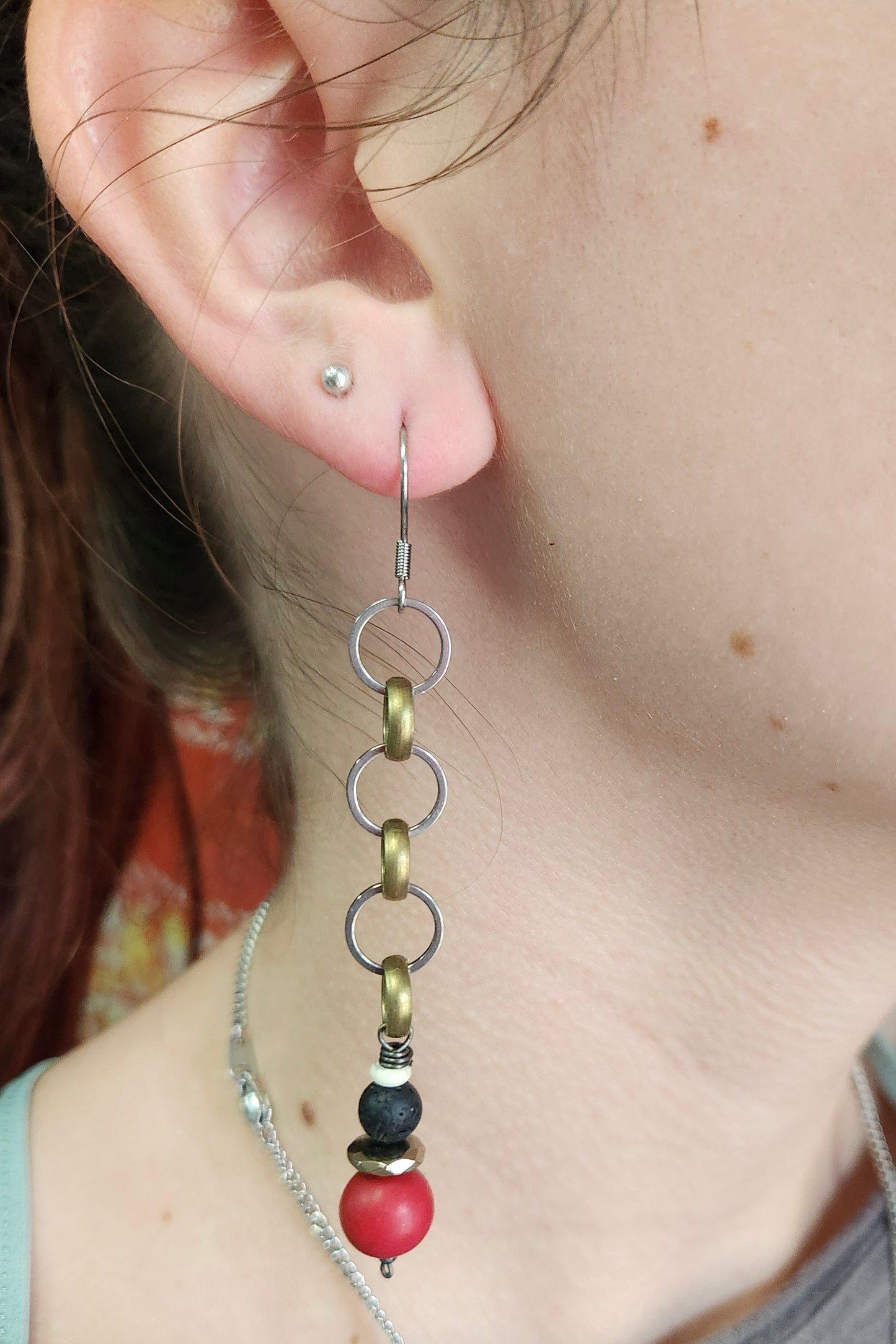 One of a Kind: Jasper Chain Drop Earrings