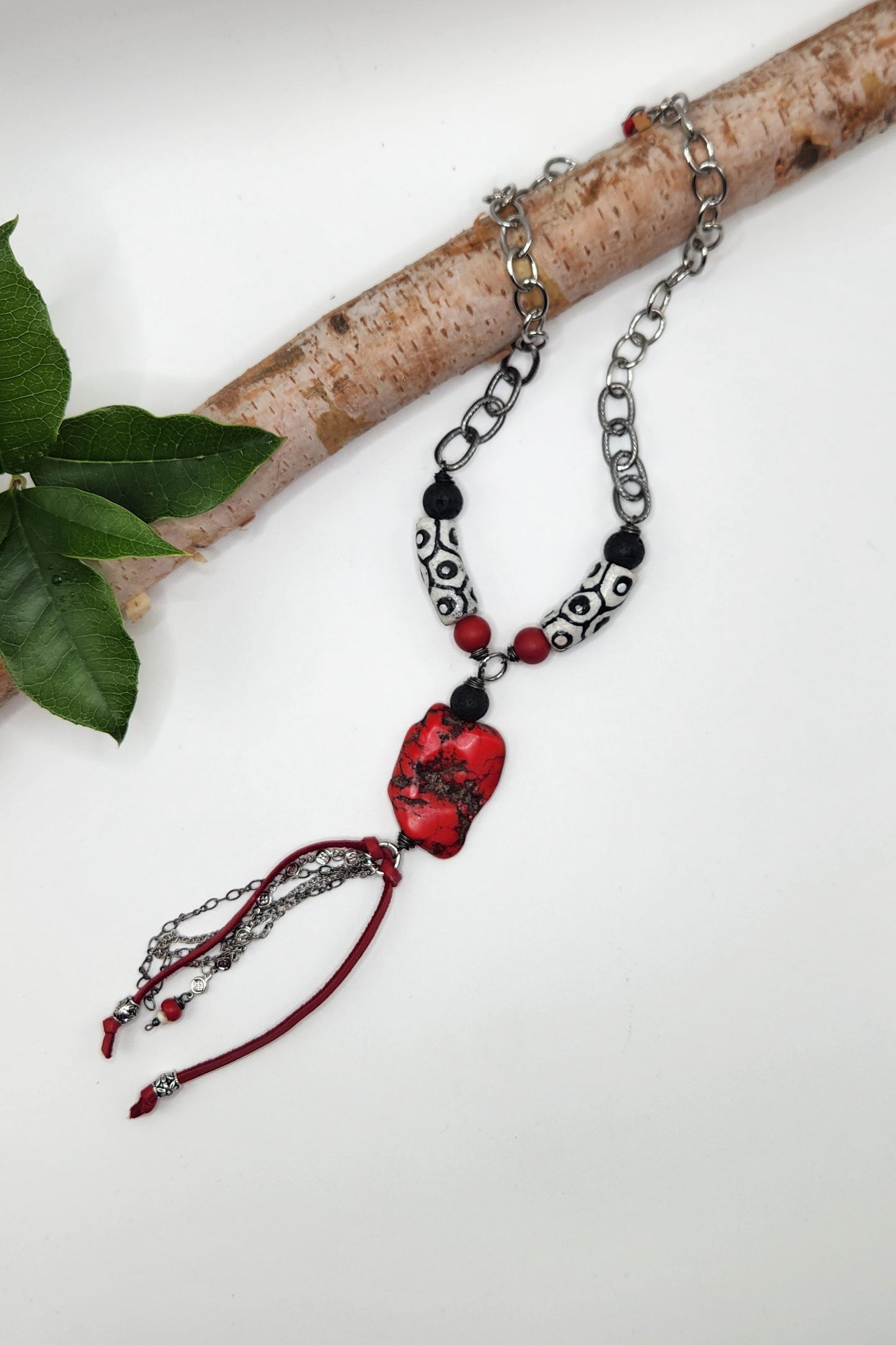 One of a Kind: Jasper Tassel Drop Necklace