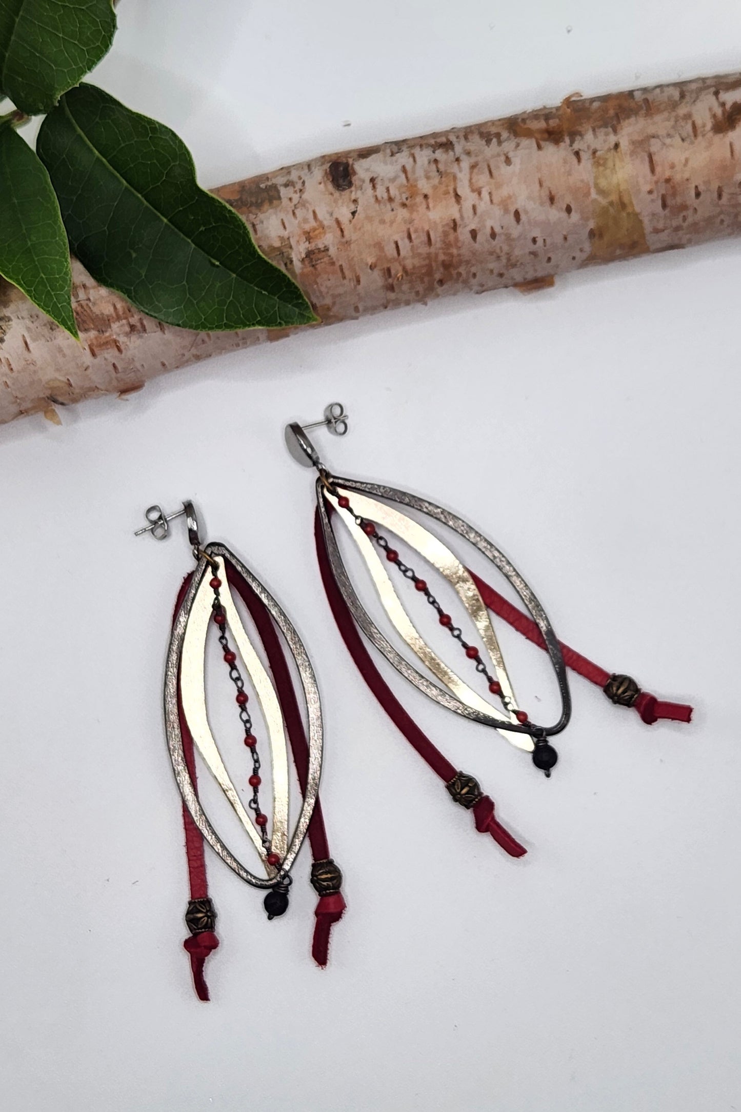 One of a Kind: Fire Leather Statement Earrings
