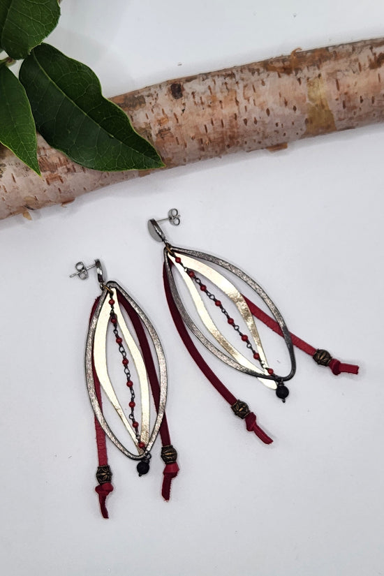 One of a Kind: Fire Leather Statement Earrings