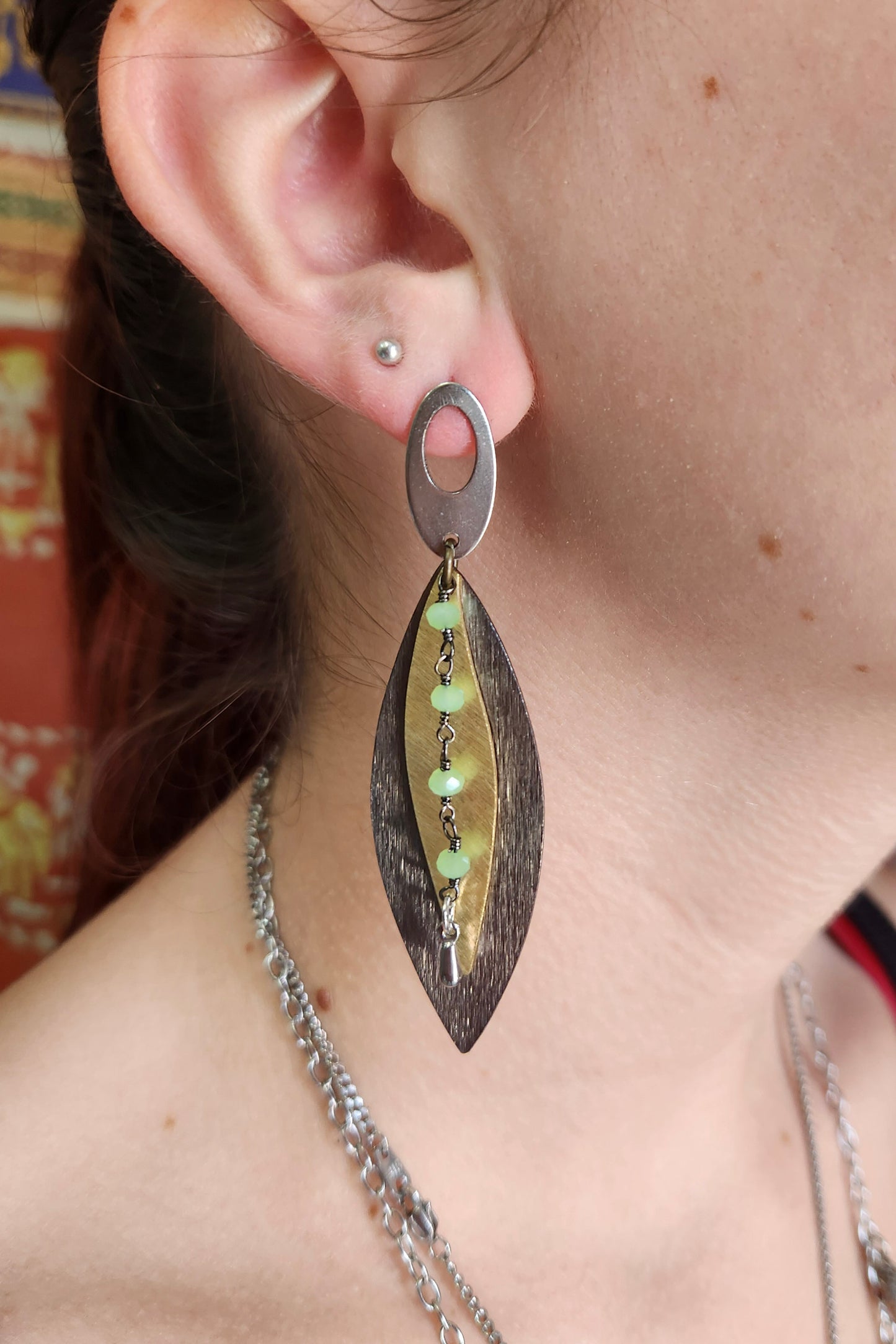 One of a Kind: Green Flame Earrings