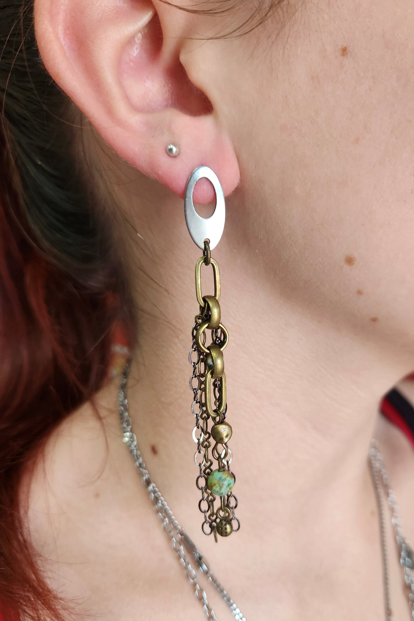 One of a Kind: Green Chain Drop Earrings