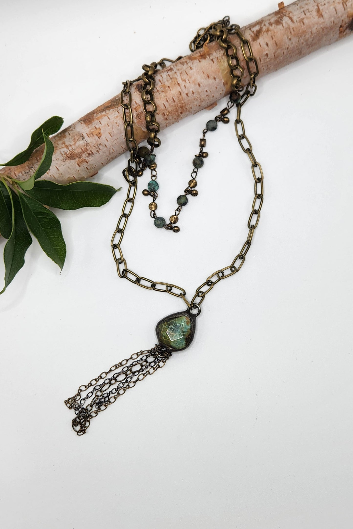One of a Kind: Aventurine Chain Drop Necklace