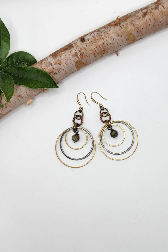 One of a Kind: Green Tripple Hoop Earrings