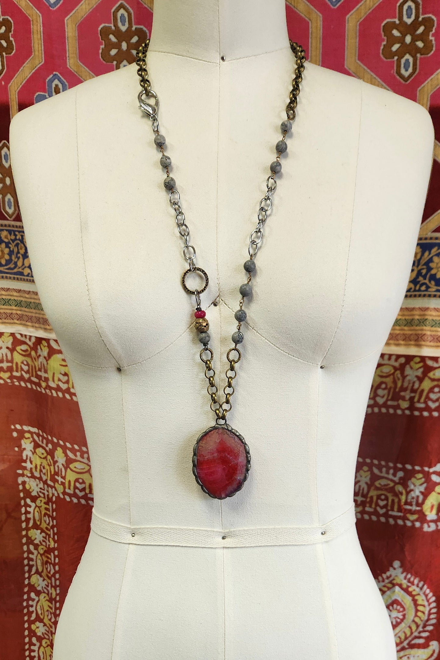 One of a Kind: Soldered Rose Stone Satement Necklace