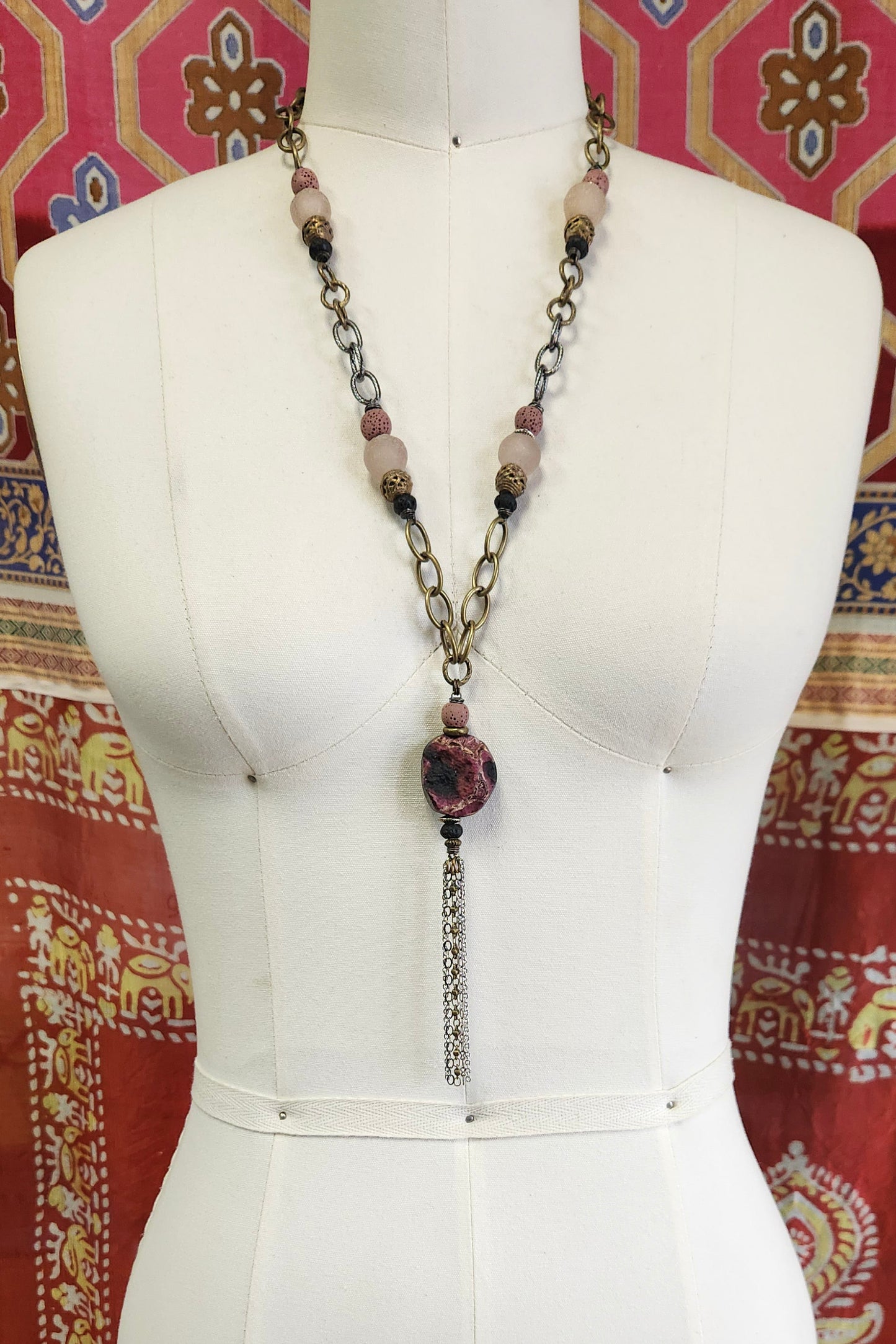 One of a Kind: Rose Geode and Chain Drop Necklace
