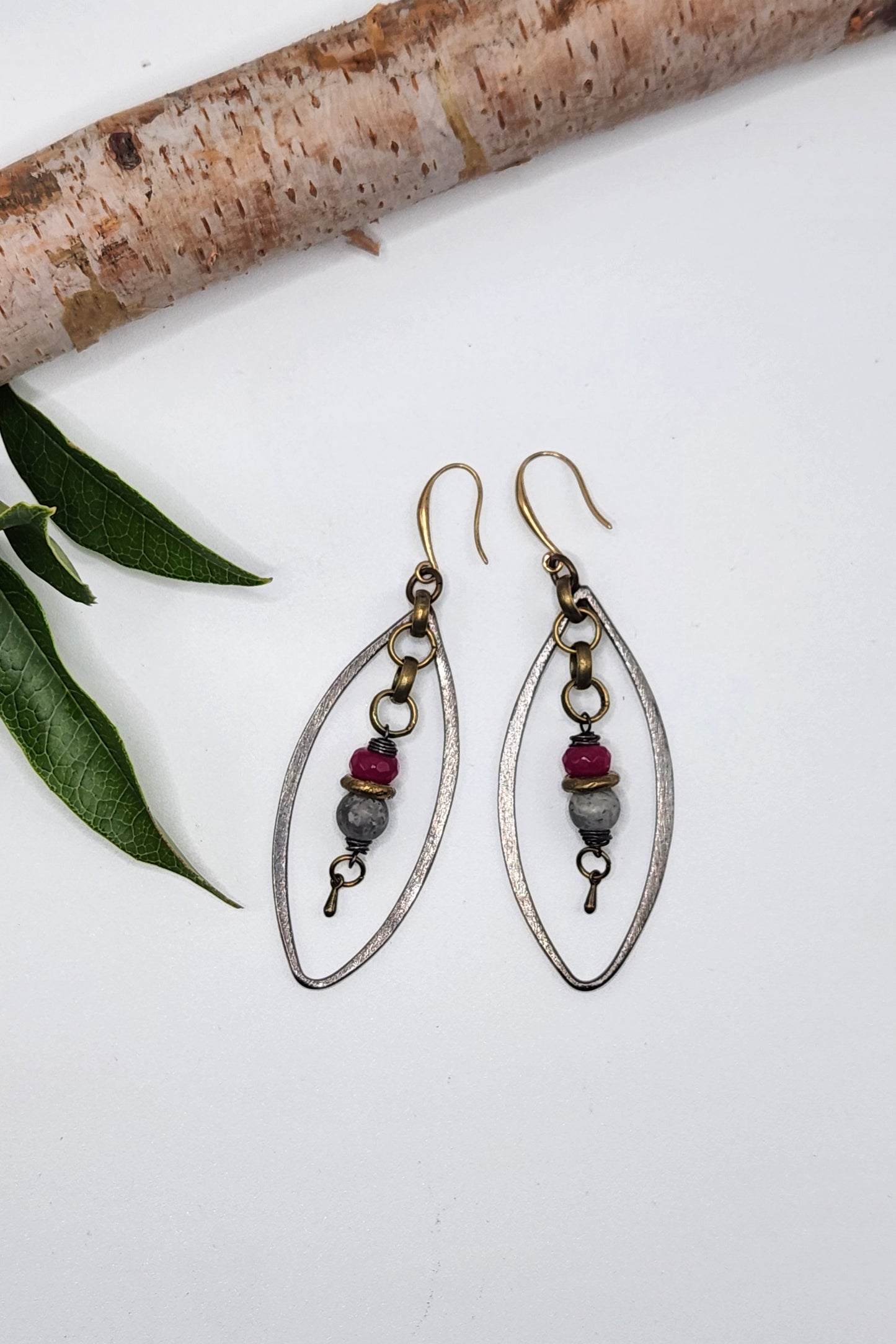 One of a Kind: Rose Oval Chain Drop Earrings