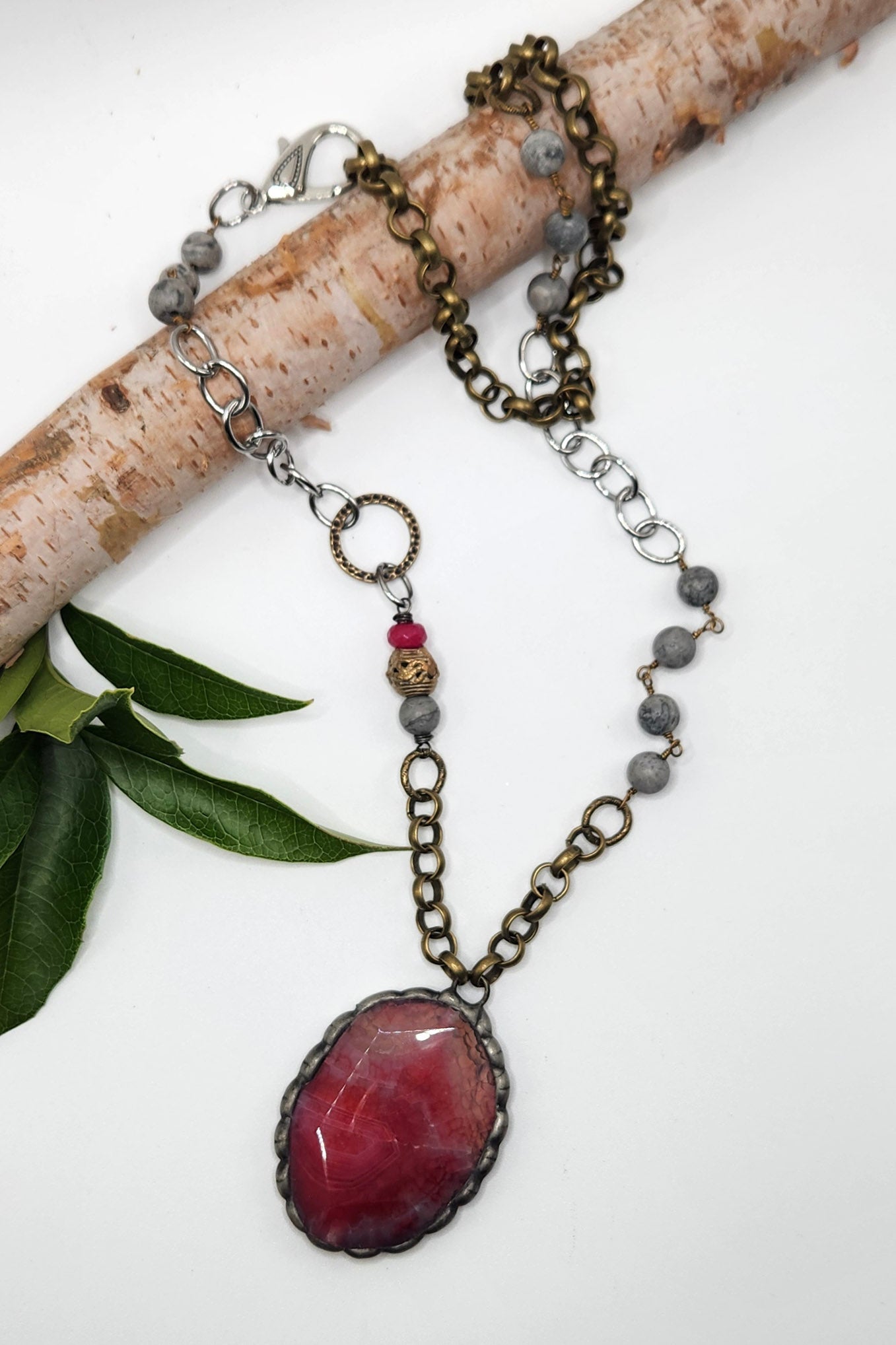 One of a Kind: Soldered Rose Stone Satement Necklace