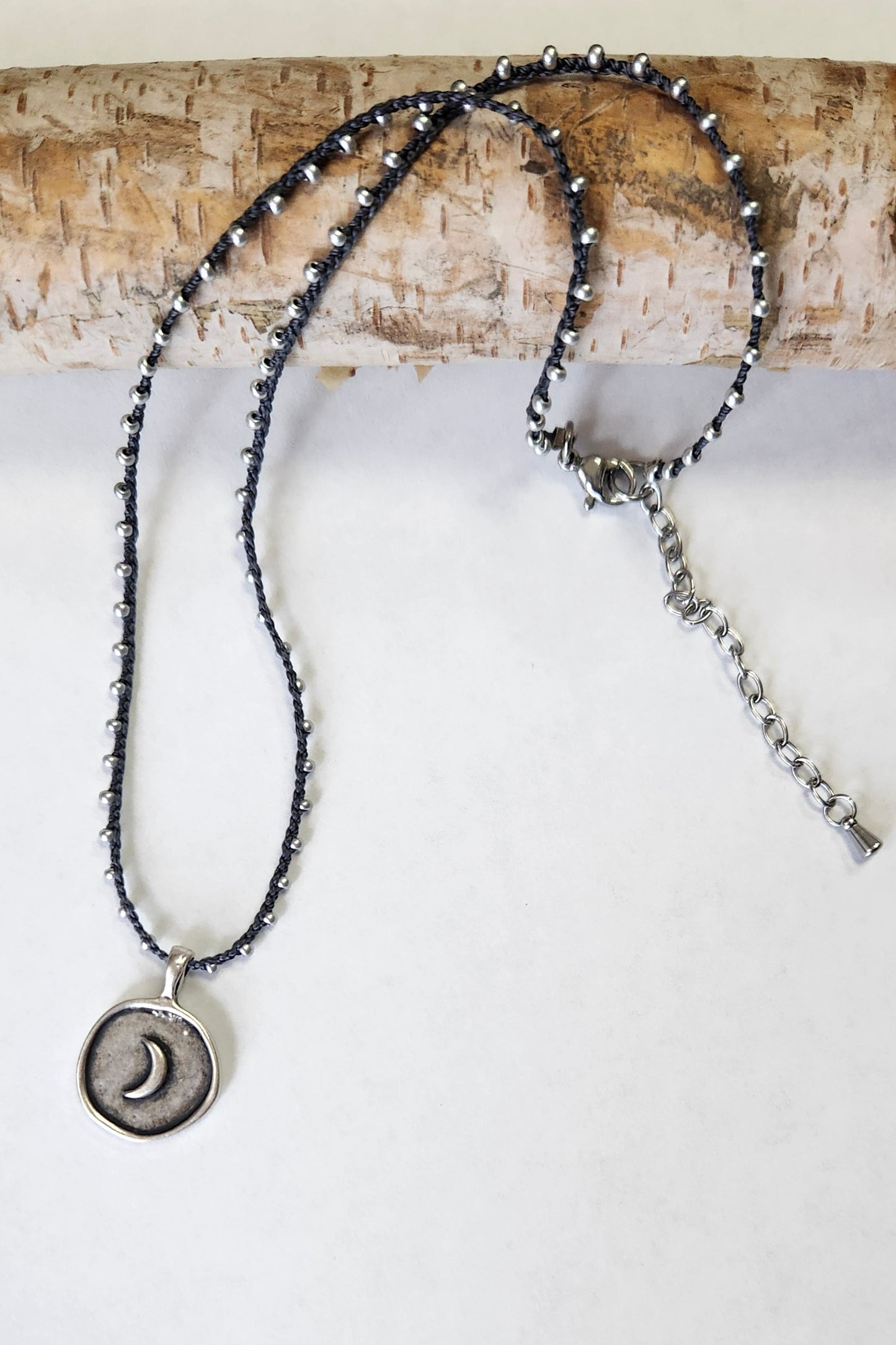 Crochet Moon Charm Necklace