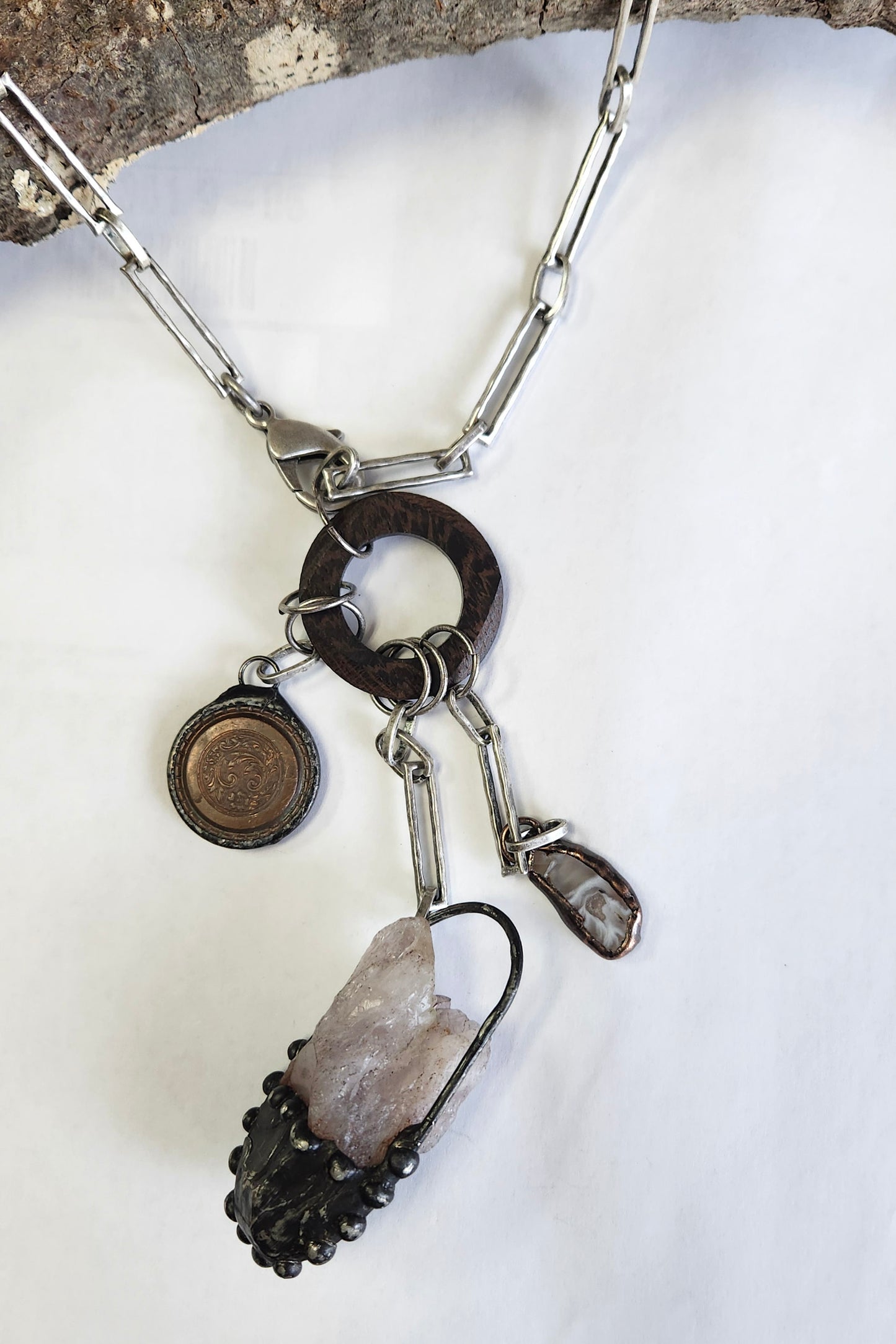 One of a Kind: Large Stone & Coin Necklace